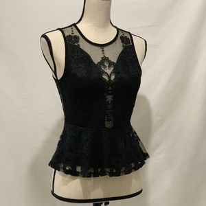 FOR LOVE  & LEMONS Black Lace Top XS